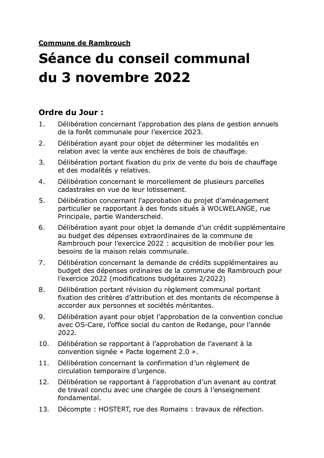 Rapport du conseil communal du 03.11.2022 (français)