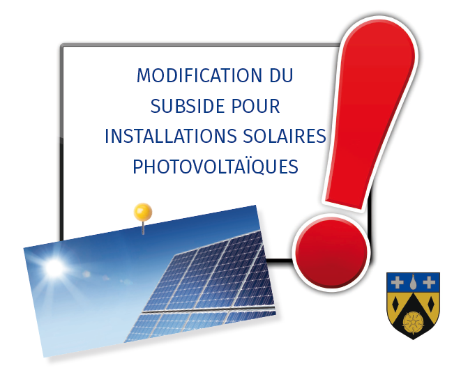 Modification du subside pour installations solaires photovoltaïques